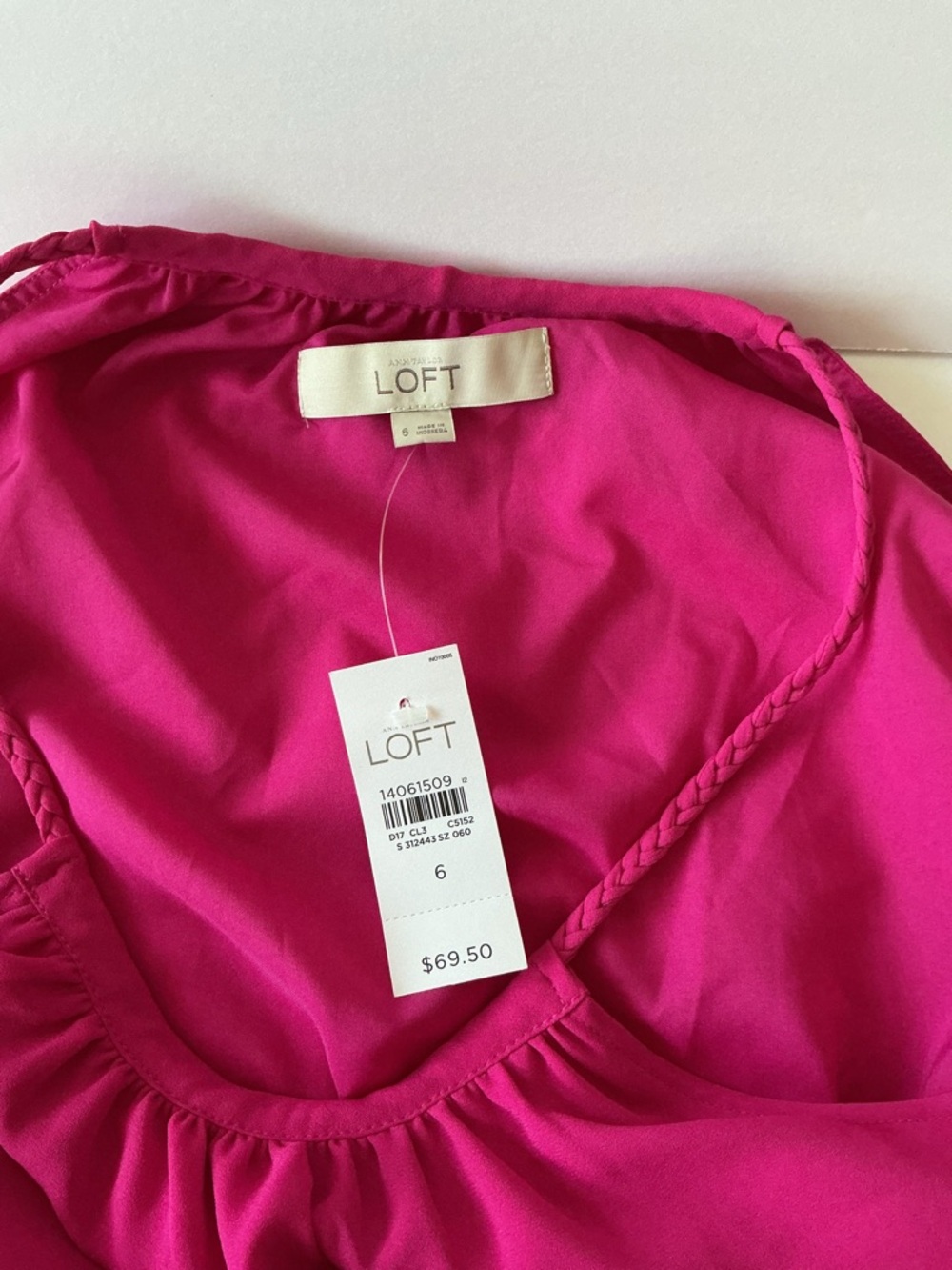 NWT LOFT Hot Pink Halter Belted Fit Flare Dress Size 6, Date night Wedding guest - Picture 2 of 3